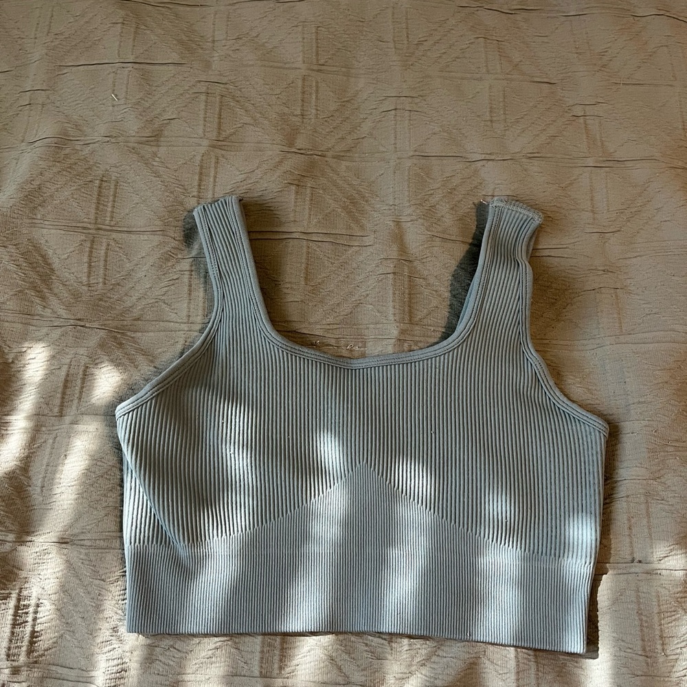 Ribbed sage green Crop Top/ sports bra